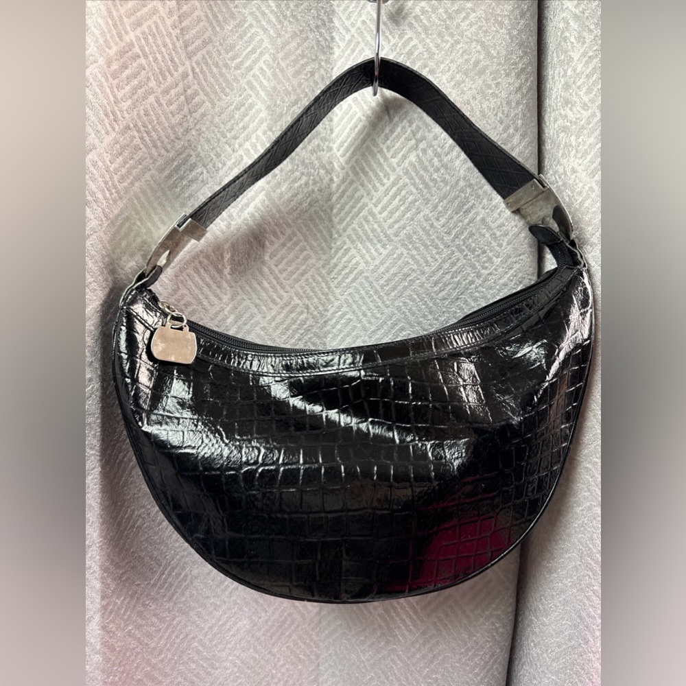 Roberto Donini Leather Black Patent Leather Shoulder Bag